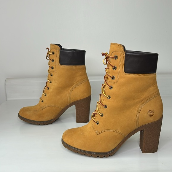 Timberland 🧡 Earthkeepers Women's Workboot Style Chunky High Heel Boot Shoes - Picture 2 of 16